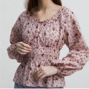 Madewell Pink Purple Sophia Bouquet Floral Long Sleeved Top